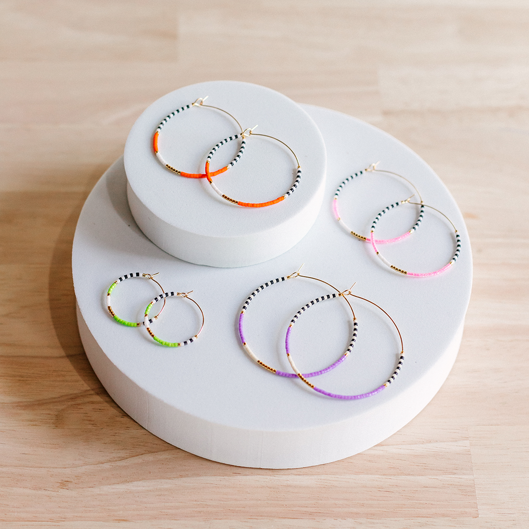 Neon Beaded Hoop