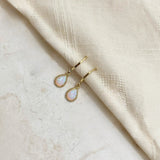 Opal Teardrop Huggies