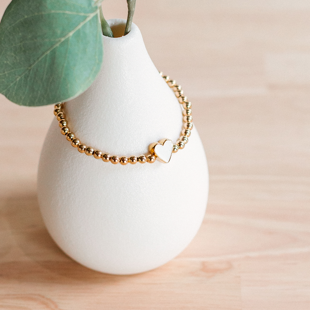 Valentine's Gold Beaded Heart Bracelet