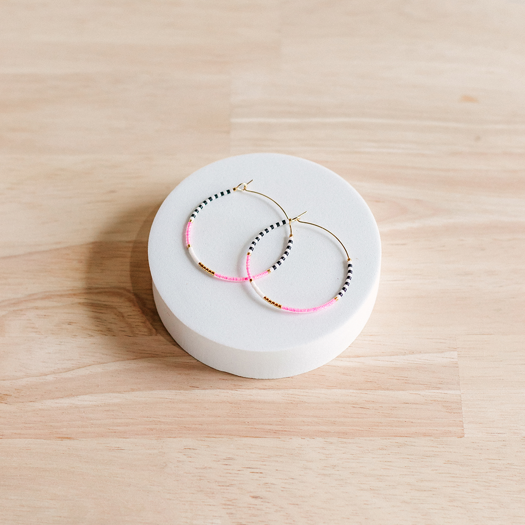 Neon Beaded Hoop