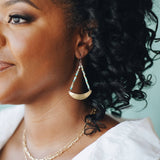 Turquoise & Yellow Jade Brass Dangle Earrings